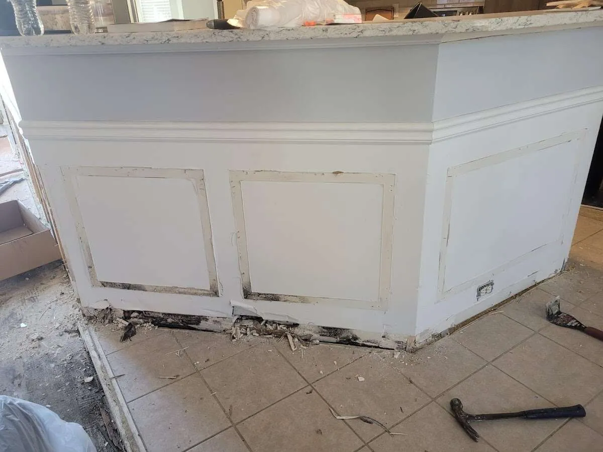 Water damage and mold on kitchen during Storm Damage Restoration in Snowflake
